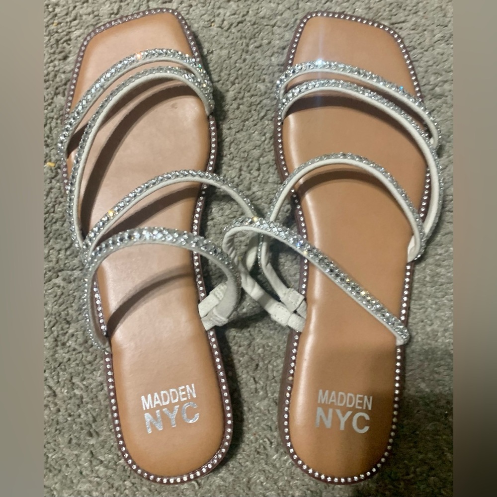 Madden NYC Zig Zag Sparkly Rhinestone Sandals
